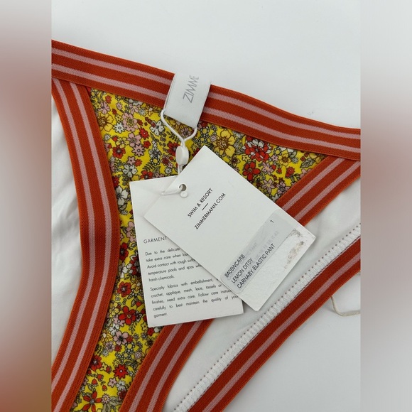 Zimmermann Womens Bikini Brief Bottom Carnaby Lemon  Ditsy High Waist Swim 4 - Picture 3 of 6